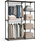 SONGMICS Portable Closet, Freestanding Closet Organizer, Clothes Rack with Shelves, Hanging Rods, Storage Organizer, for Cloakroom, Bedroom, 48.8 x 16.9 x 71.7 Inches, Taupe URYG026R02