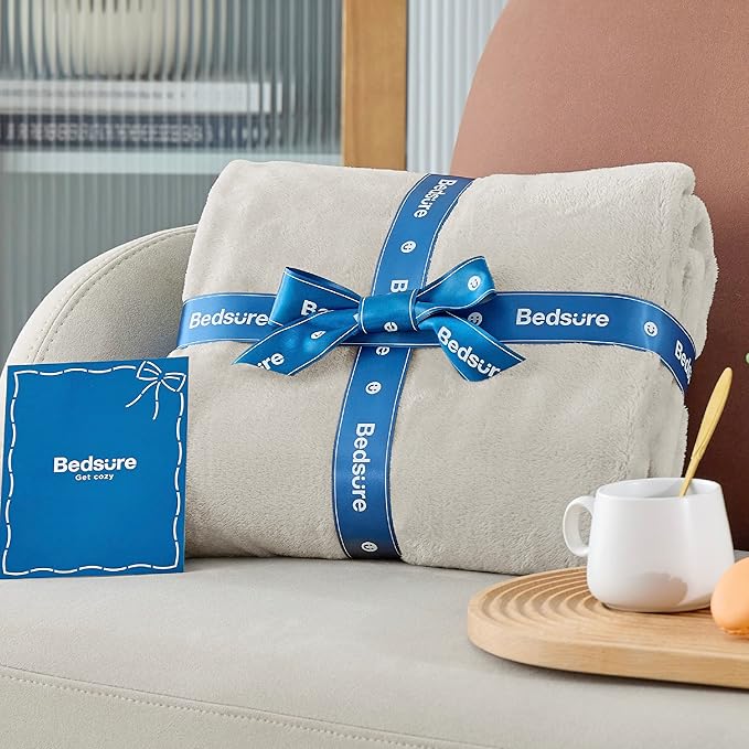 Bedsure GentleSoft Bedding Fleece Blanket for Girls and Boys - Soft Cozy Cute Small Throw Blankets for Travel, 43x55 Inches, Linen