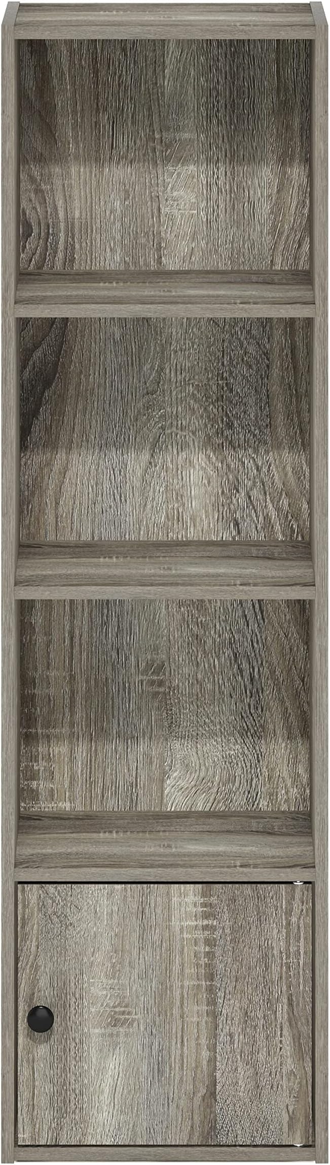 Furinno Luder Shelf Bookcase with 1 Door Storage Cabinet, French Oak