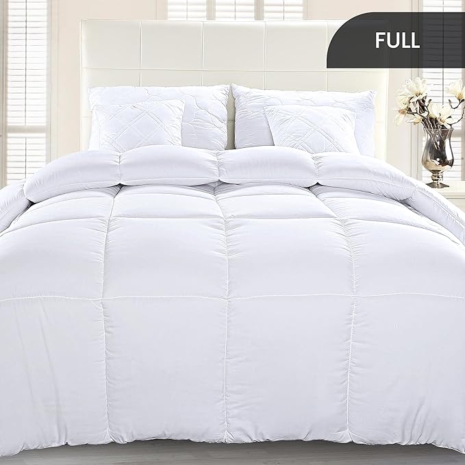 Utopia Bedding Comforter Duvet Insert, Quilted Comforter with Corner Tabs, Box Stitched Down Alternative Comforters Full Size (White)