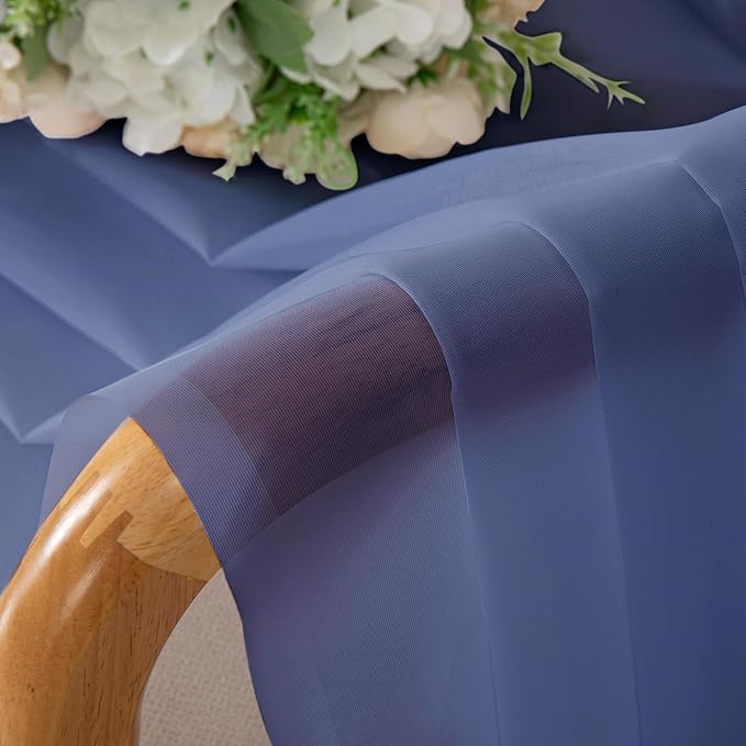 Chyhomenyc Royal Blue Sheer Curtains 63 Inch Length 2 Panels, Rod Pocket Solid Window Sheer Curtain Panels, Elegant Curtains & Drapes for Living Room Bedroom 2 Panels (Royal Blue, 42 W x 63 L)
