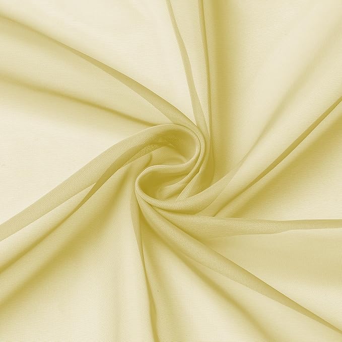 Aiyufeng Yellow Sheer Curtains 63 Inches Long 2 Panels Set, Semi Transparent Voile Rod Pocket Sheer Window Drapes for Bedroom Bed Canopy Living Room Dining Wedding Party Backdrop, 40W x 63L inch