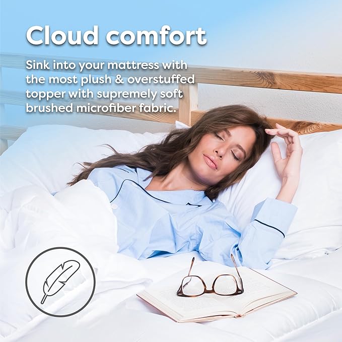 HOSPITOLOGY PRODUCTS Hypoallergenic Mattress Cover- Overstuffed - Deep Pocket - Goose Down Alternative Pillow Top Mattress Topper Twin XL - 39" W x 80" L