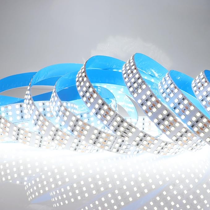 16.4ft SMD 2835 White LED Strip Lights 12V 1800 LEDs Triple Row Daylight White 6000K Dimmable LED Flexible LED Tape Lights for Home Decor(Non-Waterproof IP20)
