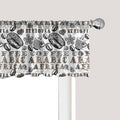 Ambesonne Modern Window Valance, Coffee Beans with Ornamental Words Ethiopians Pattern, Curtain Valance for Kitchen Bedroom Decor with Rod Pocket, 54" X 12", Sand Brown Black