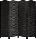 Rose Home Fashion Room Divider, 6 ft Tall Room Dividers and Folding Privacy Screens, 16in Privacy Screen 4 Panel Black Space Temporary Wall Foldable Partition Separation