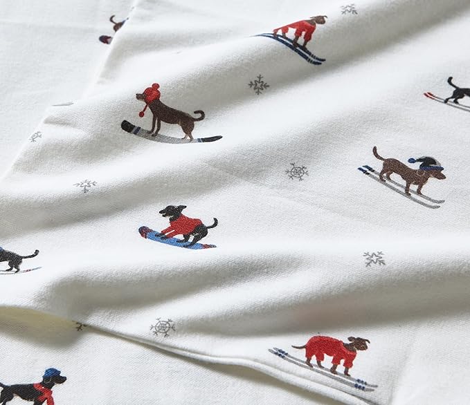 Eddie Bauer - Flannel Sheets Queen Size, Anti-Pilling & Wrinkle Resistant Cotton, Touchably Soft for All-Season Comfort - Bed Sheets with Matching Pillowcases & Fitted Sheet (Ski Patrol White)