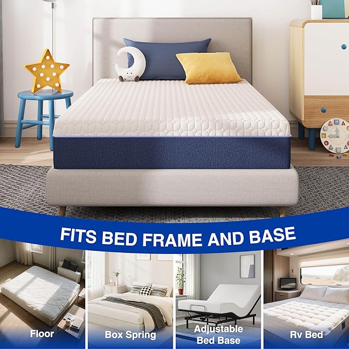 8 Inch Full Size Mattress, Gel Cooling Memory Foam Mattress in A Box, Medium Firm Feel for Back Pain Relief, CertiPUR US Certified