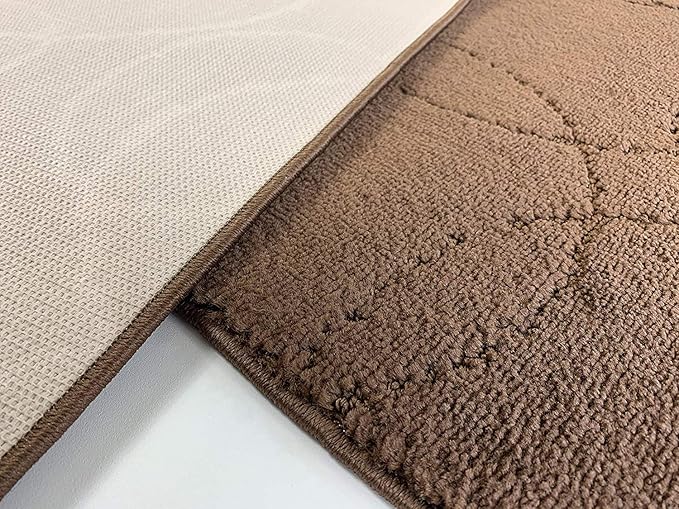 Custom Size Modern Geometric Pattern Carpet Runner Rug for Hallways, Slip Resistant Latex Rubber Backed, 31 inch Wide X Customized Length, Circles Brown, 31 inch X 33 feet