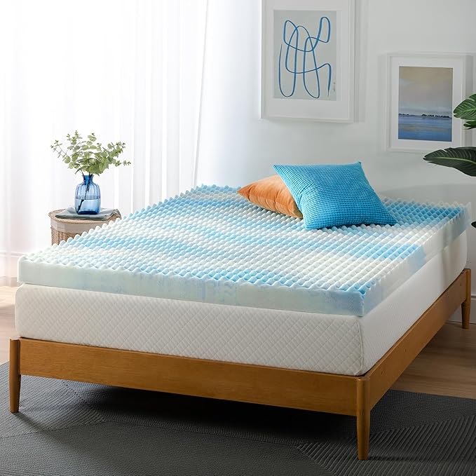 ZINUS 4 Inch Swirl Gel Cooling Memory Foam Mattress Topper, Smaller, More Convenient WonderBox Packaging, Cooling, Airflow Design, CertiPUR-US Certified, Queen