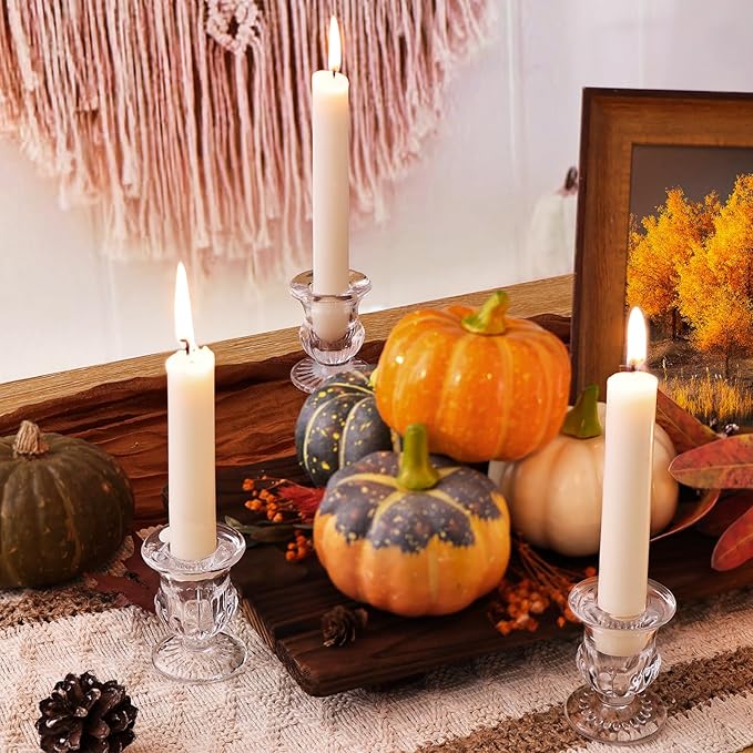 Letine Candlestick Holders Set of 12-2.5" H Taper Candle Holders Bulk - Clear Glass Candle Holder for Rustic Wedding Centerpiece Table Decorations, Halloween & Thanksgiving Decorations Indoor
