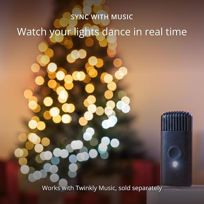 Twinkly Strings 250 White LED, LED Light String for Outdoor and Indoor, White Christmas Lights from Warm to Cool, Mappable LEDs, Compatible with Alexa, Google Home, IP44, App Control, Black Wire, 65ft