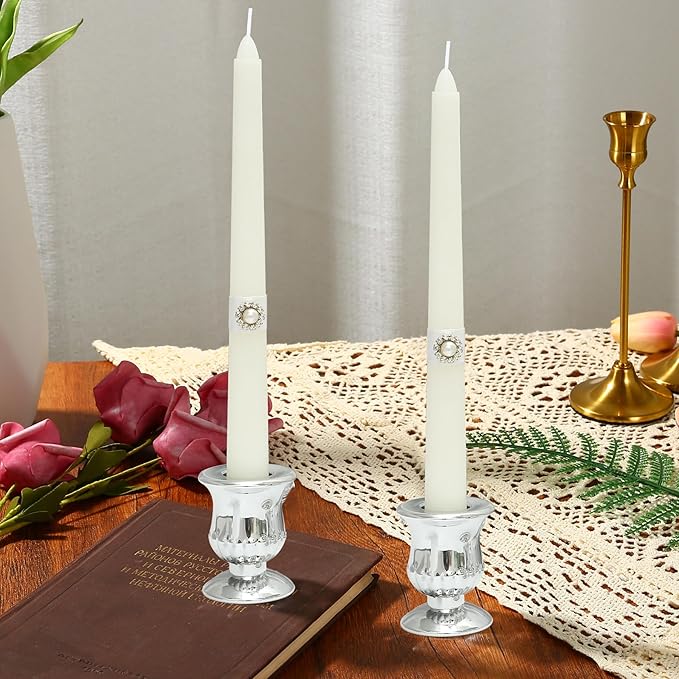 Silver Unity Candle Holder - Glass Candle Holders for Pillar Candles Taper Candles, Glass Candlestick Holders Set of 3, Clear Glass Candlestick Holder for Wedding Table Dinning Church Centerpiece