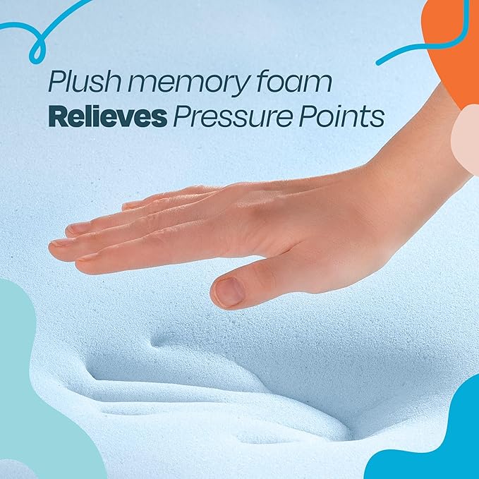LINENSPA Memory Foam Mattress Topper - 3 Inch Gel Infused Memory Foam - Plush Feel - Cooling and Pressure Relieving - CertiPUR Certified - Dorm Room Essentials - Full Size