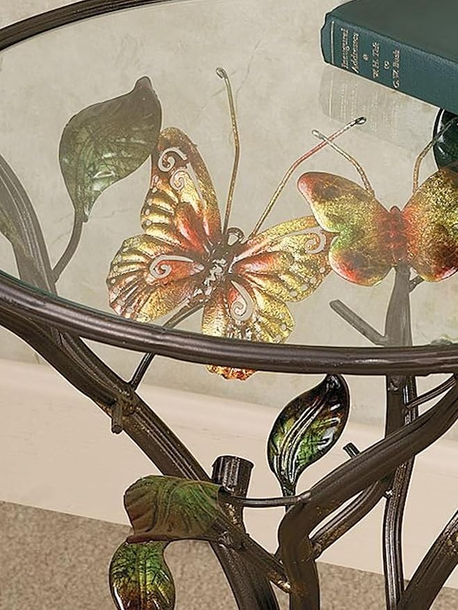 Touch of Class Flight of The Butterfly Round Accent Table - Bronze - Side Table Suitable for Living Room End Table, Bedside Tables or Nightstand, Entryway, Foyer, Office