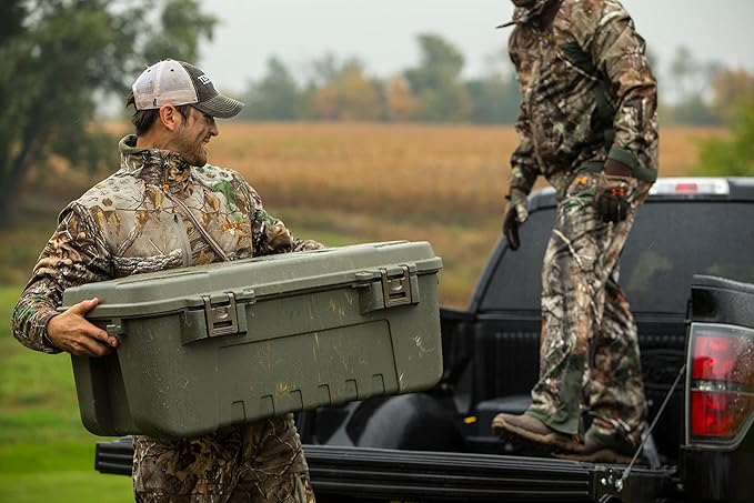 Plano Storage Trunk with Wheels, Green, 108-Quart, Lockable Storage Box, Rolling Airline Approved Sportsman Trunk, Hunting Gear and Ammunition Bin, Heavy-Duty Containers for Camping