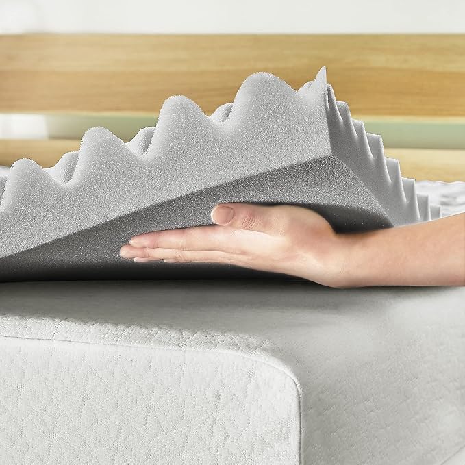 Mellow 3 Inch 5-Zone Memory Foam Mattress Topper with Plant-based Infusion and Moisture Control, CertiPUR-US Certified, King,Grey