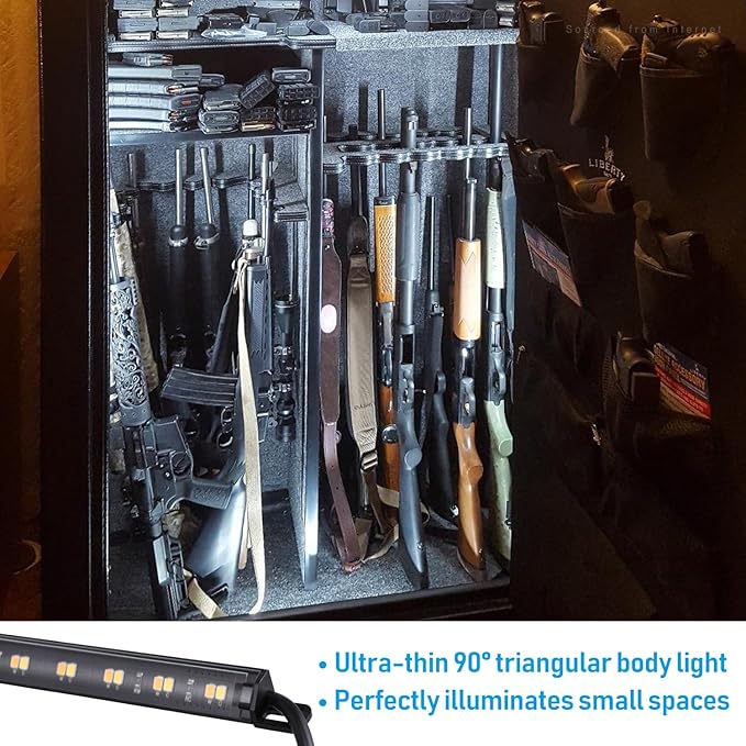 TORCHSTAR LED Safe Lighting Kit 3CCT, (6) 12 Inch Linkable Light Bars, Motion Sensor, 3000K/4000K/5000K Selectable, 900LM Safe Light Kit for Gun Safe Under Cabinet Locker Closet, UL Power Adapter