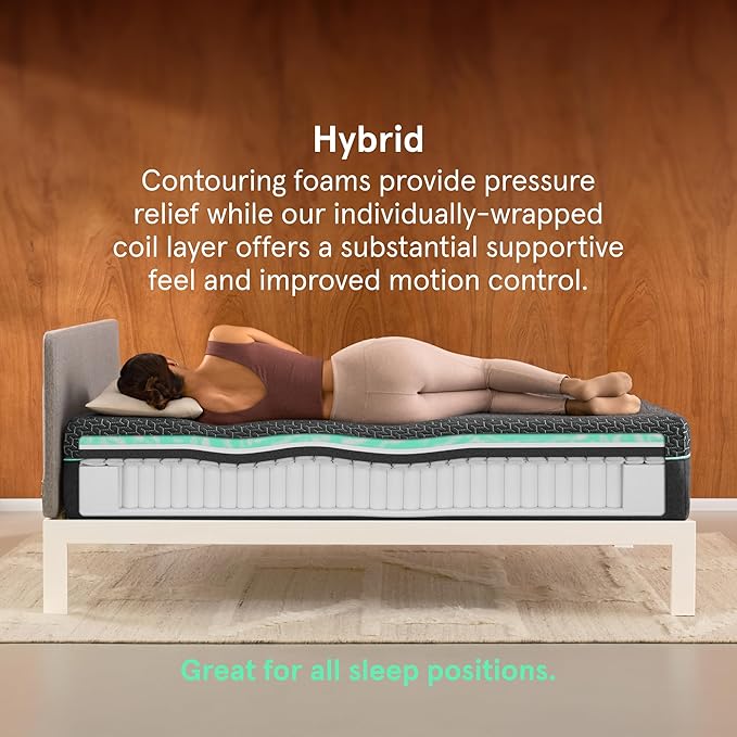 Tuft & Needle Kin Medium Plush 10" Full Hybrid Mattress, Cooling, Pressure Relief, and Individually-Wrapped Coils, 100 Night Trial, Fiberglass-Free, CertiPUR-US, 10-Year Limited Warranty