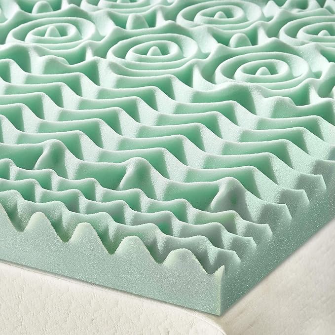 Mellow 1.5 Inch 5-Zone Memory Foam Mattress Topper, Calming Aloe Infusion, Dorm Essentials, Twin XL