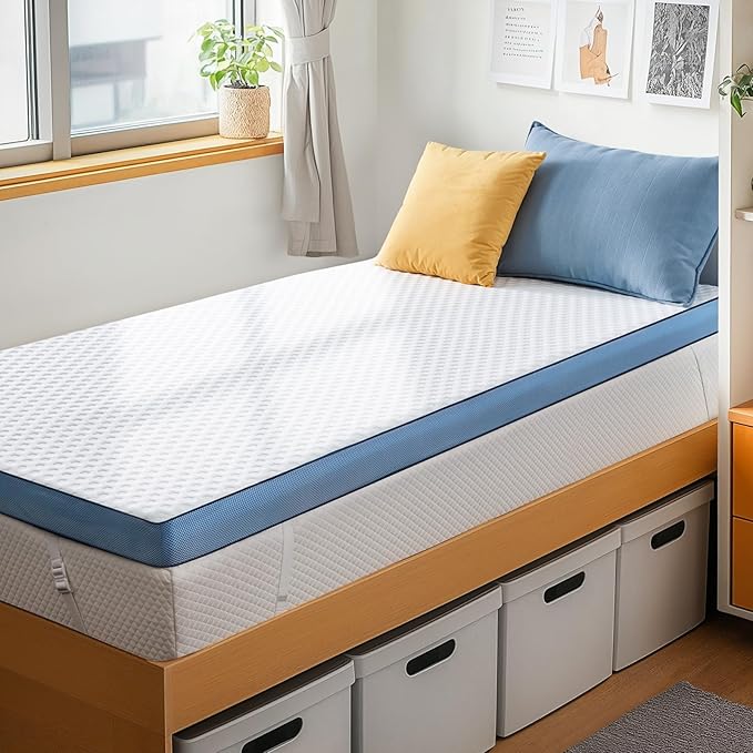 PERLECARE 3 Inch Firm Mattress Topper Twin Size, Cooling Gel-Infused & Bamboo Charcoal Memory Foam Bed Topper for Pain Relief, High-Density Mattress Pad with Removable Cover, CertiPUR-US Certified