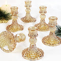 Taper Candlestick Holder Set of 6, Gold Candle Holders & Vintage Candlestick Holders, Glass Candle Holder for Table Centerpieces, Fall, Christmas, Autumn, Thanksgiving Decor