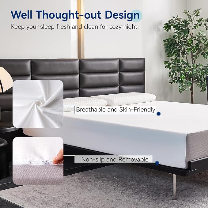 Amazon Basics Memory Foam Mattress, Medium Firm, 10 Inch, King, White/Grey