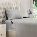 DREAMCARE Twin Sheets - 3pcs Cooling Sheets – up to 21” Extra Deep Pocket Twin Bed Sheets - Twin Sheet Set - Bed Sheets Twin with Side Pocket - L Gray