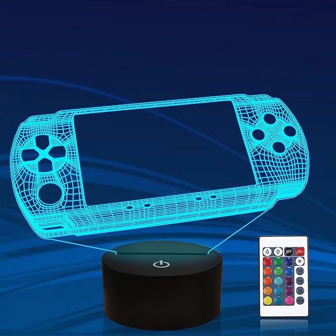 Attivolife Gameped 3D Illusion Lamp, Handheld Game Console Night Light with Remote Control + Timer 16 Color Change Lamps Kids Gamer Room Decor Plug in Cool Festival Birthday Gifts for Boys Men Child