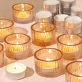 18 pcs Gold Tealight Candle Holders with 18PCS Tealights, Glass Votive Candle Holders Set for Table Centerpiece, Home Decor and Party Supplies