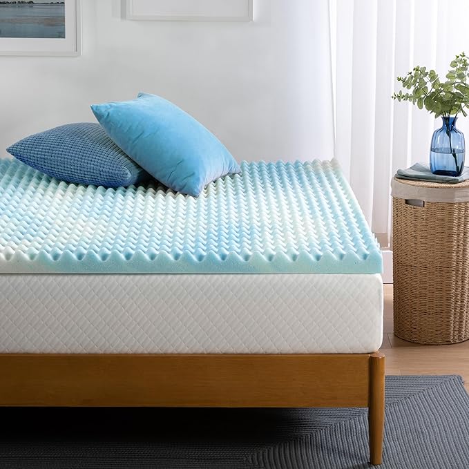 ZINUS 2 Inch Swirl Gel Cooling Memory Foam Mattress Topper, Smaller, More Convenient WonderBox Packaging, Cooling, Airflow Design, CertiPUR-US Certified, Queen