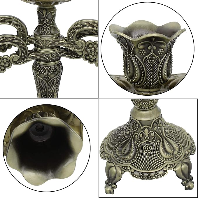 Metal Candelabra 5-Candle 10.1 Inch Tall Candle Holder Stick for Home Wedding Event and Party Festival,Bronze