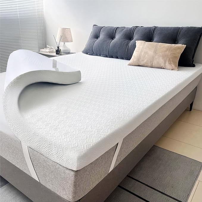 Airensky 2 Inch Memory Foam Mattress Topper, Cooling Gel Infused High Density Cal King (72"x84") Topper with Removable Washable Cover, Bed Topper for Pressure Relief Back Pain, CertiPUR-US Certified