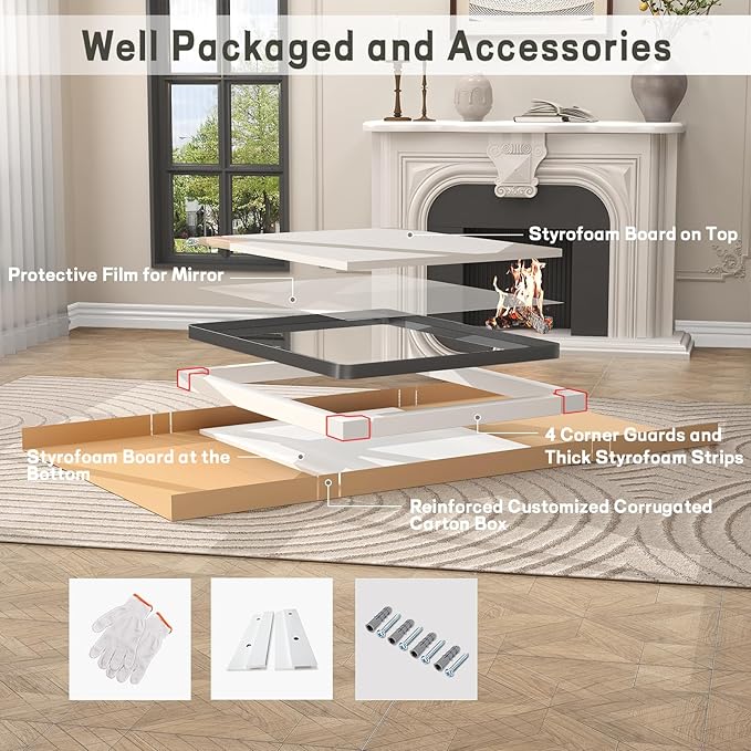 72x36 Inch Black Framed Bathroom Mirror for Wall, Large Matte Metal Framed Wall Mirror, Rounded Rectangle Vanity Mirror, Tempered Glass, Anti-Rust, Shatterproof (Horizontal/Vertical)