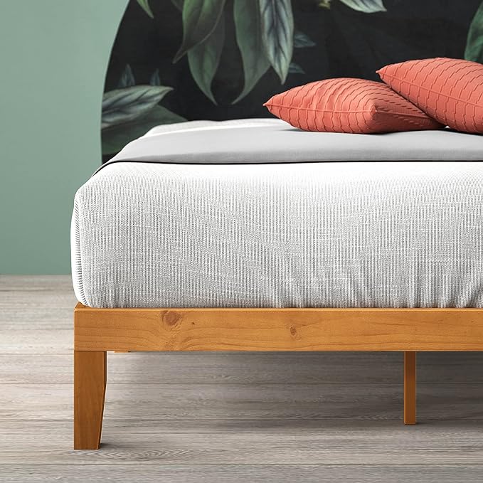 ZINUS Alexia Wood Platform Bed Frame, Solid Wood Foundation, No Box Spring Needed, Wood Slat Support, Easy Assembly, Rustic Pine, Queen
