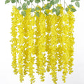 mizii 6Pcs Yellow Wisteria Hanging Flowers 48" Silk Wisteria Artificial Flowers Garland Vines Fake Hanging Flowers Decoration for Wedding Flower Wall Backdrop Centerpieces Party Room Decor (Yellow)
