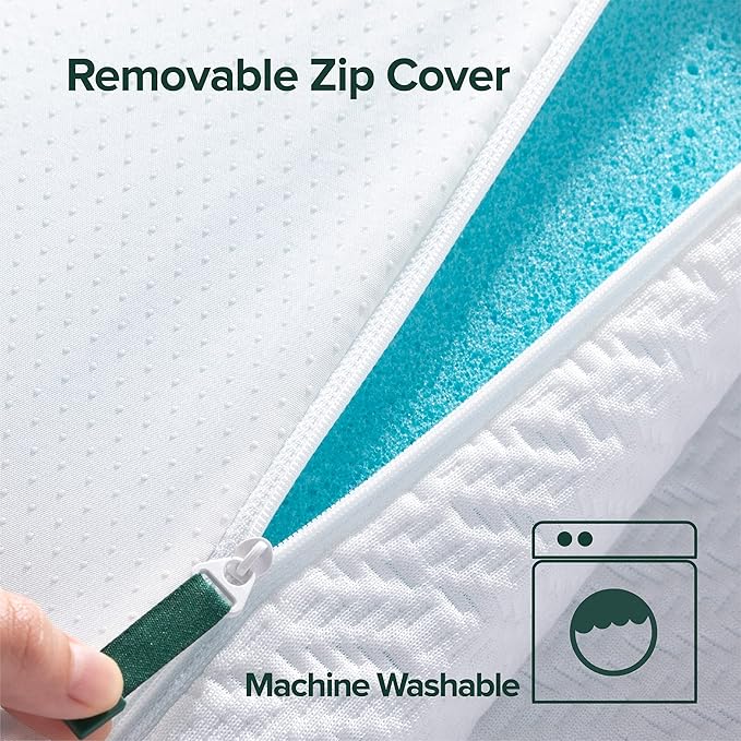 ZINUS 2 Inch Ultra Cooling Gel Memory Foam Mattress Topper with Cooling Cover, CertiPUR-US Certified, Twin, White