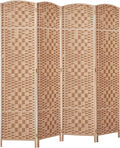 Rose Home Fashion 6 ft Tall Room Divider, Room Dividers and Folding Privacy Screens, 15.7in Privacy Screen 4 Panel Partition Temporary Wall Separation for Private, Natural