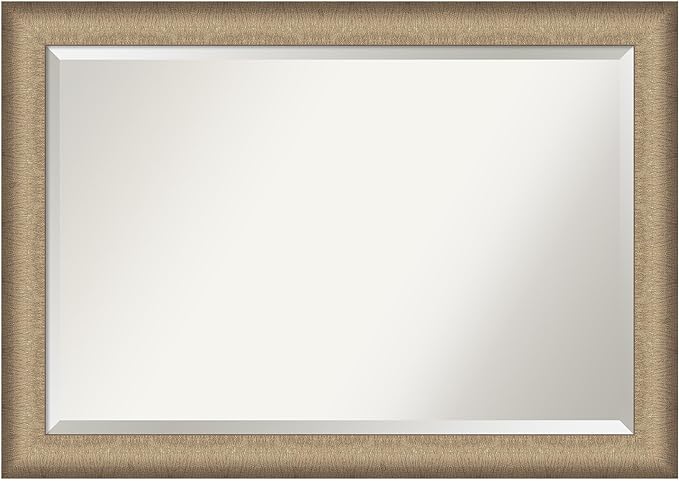 Amanti Art Bronze Bathroom Mirror for Over Sink, 29x41 Elegant Brushed Bronze Rectangle Vanity Mirror, Large Casual Frame, Hangs Horizonally and Vertically, Bathroom Wall Decor, Beveled Edge