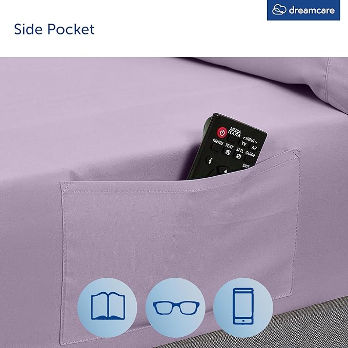 DREAMCARE King Size Sheets Set – 6 pcs Cooling Bed Sheets – up to 21” Deep Pocket King Sheet Set – 2500 Supreme Collection – Extra Soft 100% Brushed Microfiber Hotel Luxury with Side Pocket – Lavender