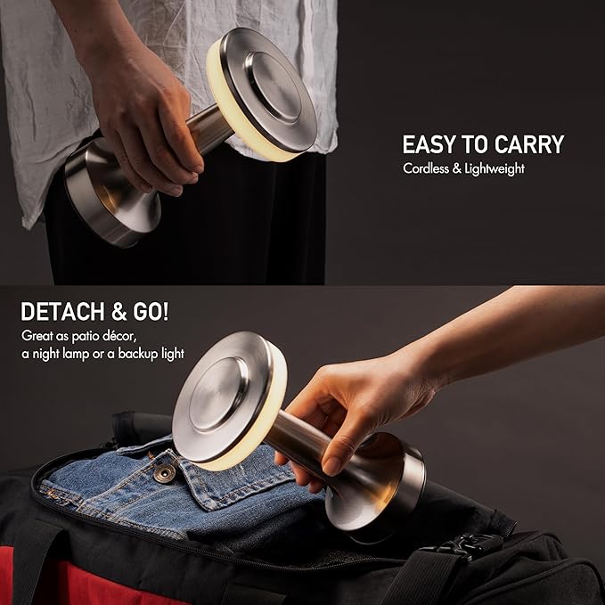 O’Bright Portable LED Table Lamp with Touch Sensor, 3-Levels Brightness, Rechargeable Battery Up to 48 Hours Usage, Night Light for Kids Nursery, Nightstand Lamp, Bedside Lamp (Silver)