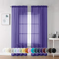Chyhomenyc Purple Sheer Curtains 72 Inch Length 2 Panels, Light Filtering Soft Airy Rod Pocket Voile Window Curtain Drapes for French Door Bedroom Living Room, Each 42Wx72L Inches
