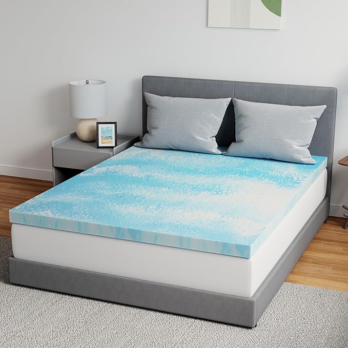 Novilla Memory Foam Mattress Topper California King - 3 Inch Cooling Gel Infused Memory Foam | Slow-Rebound Pressure Relief | CertiPUR Certified | Comfort for Sleeper Sofa, RV, Camper, Dorm Room