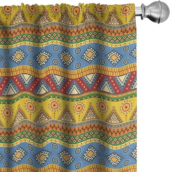 Ambesonne Aztec Curtains, Traditional Classic Tribal Style Folk Motif Sun Mexican Culture Image, Window Treatments 2 Panel Set for Living Room Bedroom, Pair of - 28" x 95", Yellow Orange