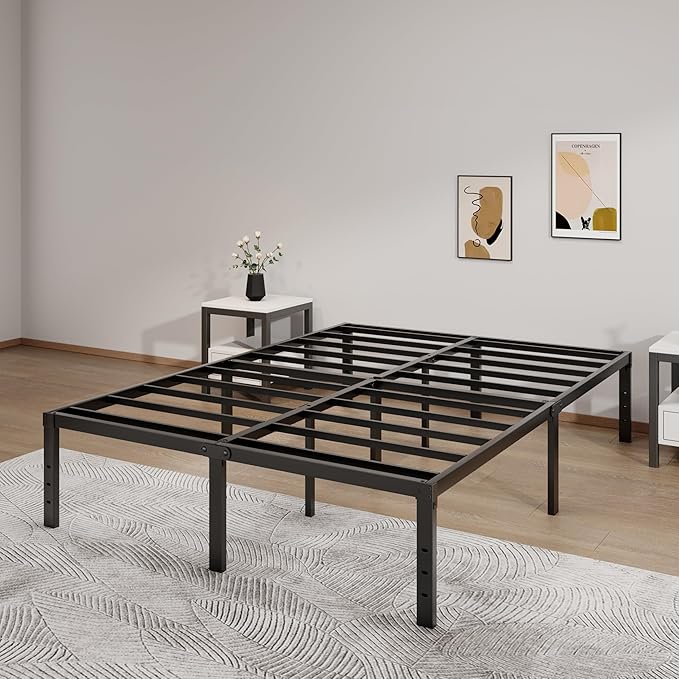 Metal Bed Frame Queen Size - 16 Inch Heavy-Duty Queen Platform Bed Frame No Box Spring Needed, Easy Assembly, Noise-Free, Sturdy Mattress Foundation, Underbed Storage Space