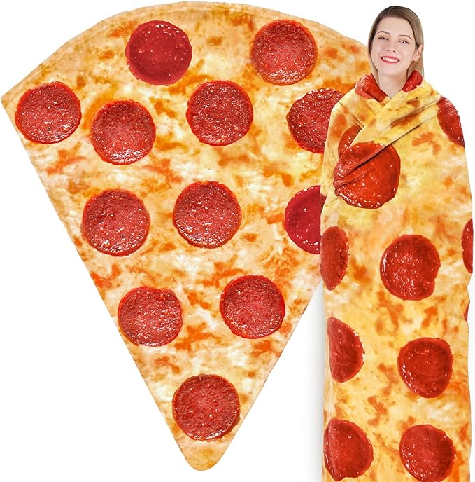 Jorbest Pizza Blanket Adult Size 71 Inches Birthday Gifts for Women Men Mom Teen Boys Girls, Novelty Pizza Throw Blanket Funny Gifts for Adult and Kids, 285 GSM Soft Flannel Fun Food Blanket (Red) ﻿