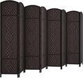 Rose Home Fashion 6 ft Tall Room Divider, Room Dividers and Folding Privacy Screens, 15.7in Privacy Screen 8 Panel Partition Temporary Wall Separation for Private, Dark Coffee