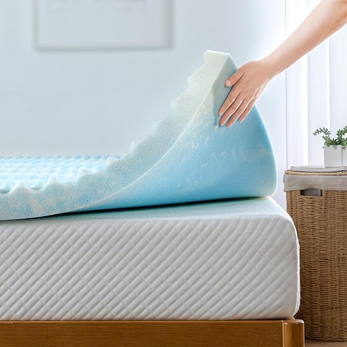 ZINUS 3 Inch Swirl Gel Cooling Memory Foam Mattress Topper, Smaller, More Convenient WonderBox Packaging, Cooling, Airflow Design, CertiPUR-US Certified, King