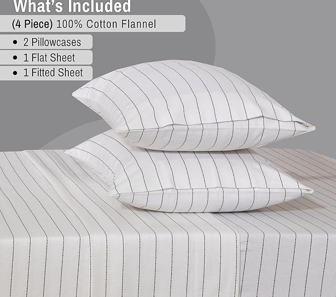 RUVANTI Flannel Sheets Queen Size - 100% Cotton Double Brushed Bed Sheets, Deep Pockets 16 Inches Queen Sheet Set, All Seasons Breathable & Extra Soft - Warm & Cozy, 4 Piece, Running Dots