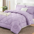 CozyLux Queen Comforter Set Light Purple - Bed in a Bag Queen Size 7 Pieces, Luxury Soft Lavender Bed Set for All Seasons, Bedding Set with Down Alternative Comforter, Sheets, Pillowcases & Shams